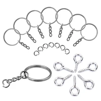 150 pcs key ring with chain charms split jump rings with screw eye pins key holder diy keychain jewelry accessories