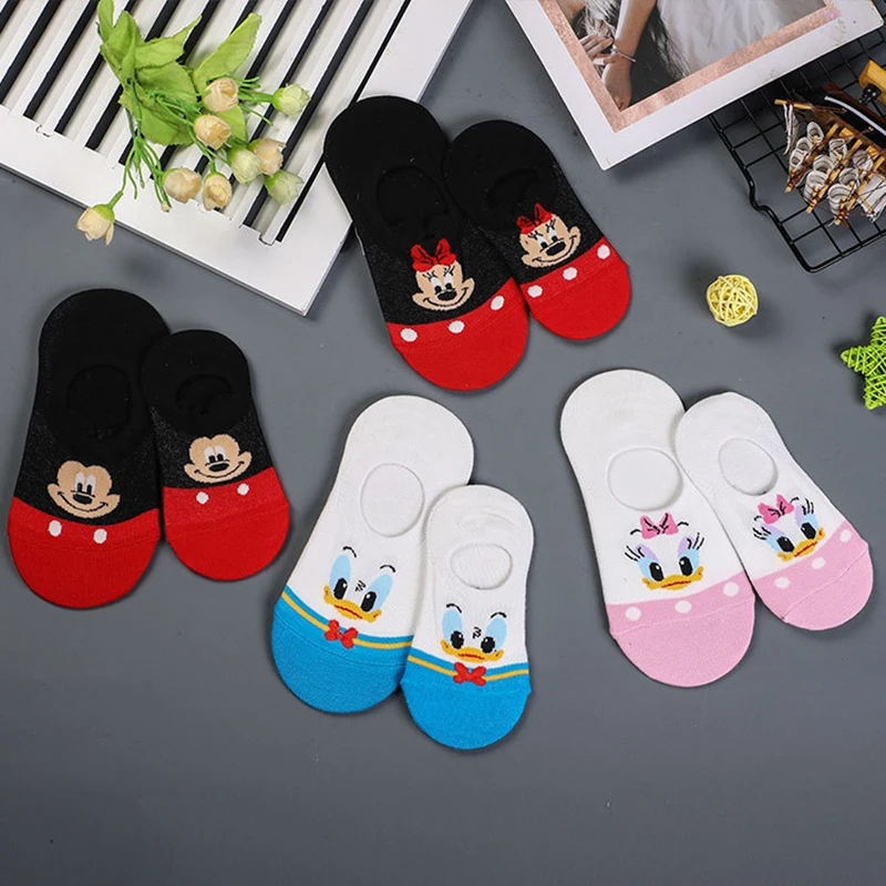 

Disney 1pair Children Cotton Socks Cartoon Mickey Mouse Summer Thin Kids Cute Cotton Socks 3-10 Years Invisible Non-slip Socks