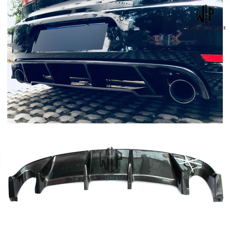

High Quality Carbon Fiber Single Out Rear Bumper Diffuser Bumpers Lip For Volkswagen Golf 6 GTI Car Body Kit 2010-2013