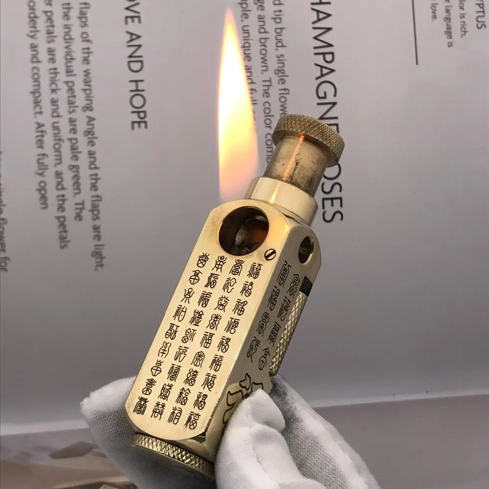 DIY Творческий латунь 5 лицо резные масла жидкости Зажигалка коллекция Винтаж керосин зажигалки для мужчин подарок