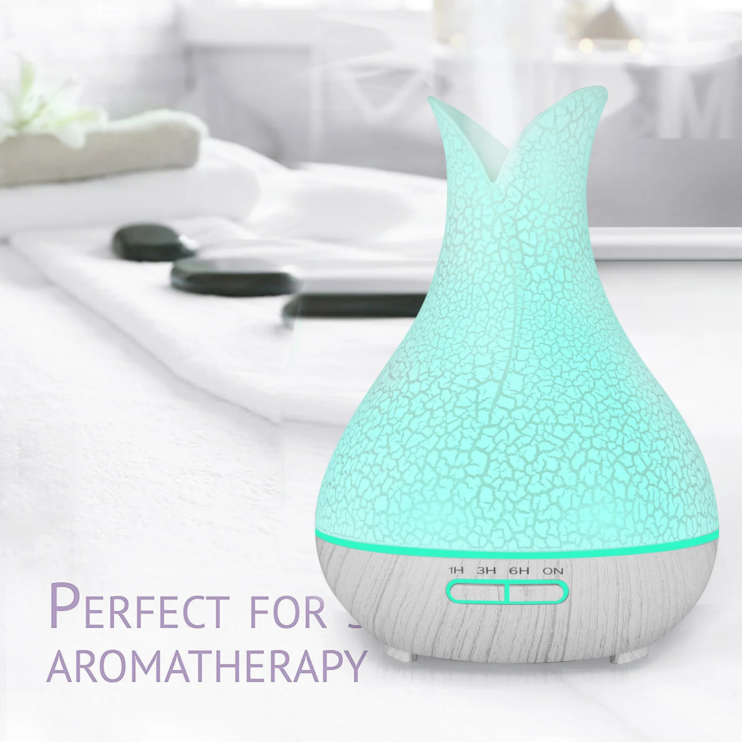 

Humidifier Diffuser Aromatic Aromatherapy Wood Grain 400 ML Fragrance Distributor For Home LED Discoloration Light Mute YANKE