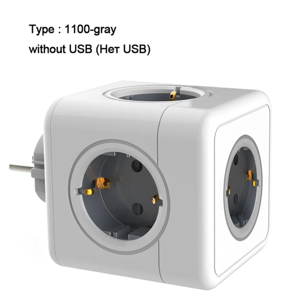 

Power Cube Socket EU Plug Socket 4 Outlets USB Ports Adapter Power Strip Extension Adapter Multi Switched Sockets Home Charging