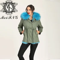 army green royal color queen color furs lined super gracefull fox fur jacket for girlfriend
