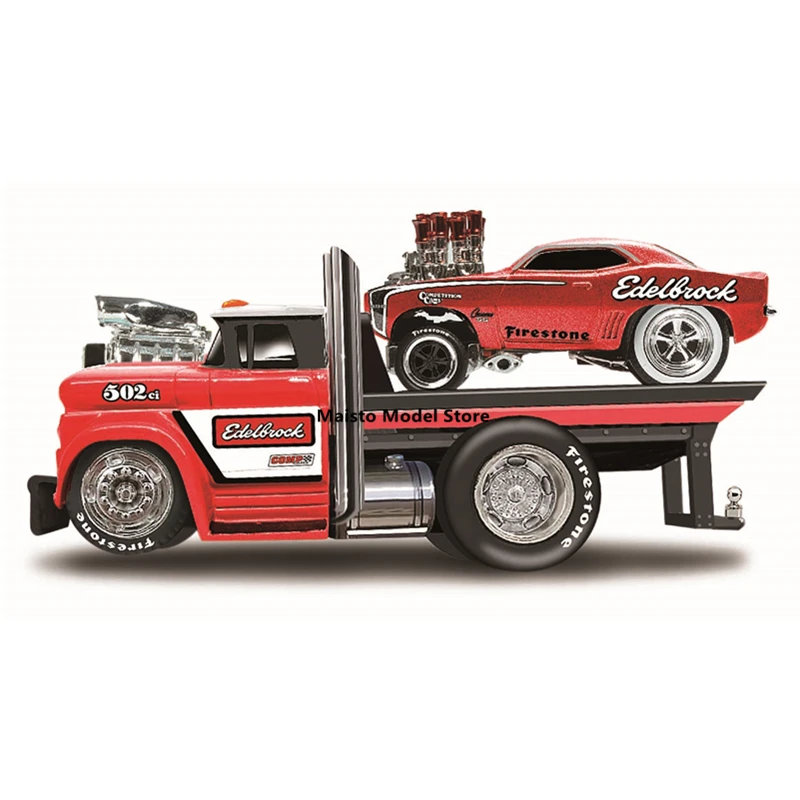 

Maisto 1:64 1966 Chevrolet C60 Flated 1969 Chevrolet Camaro SS die-cast precision model car Model collection gift