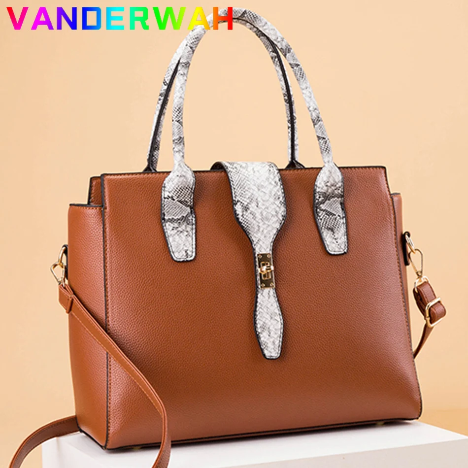 

Luxury Designer Snake Pattern Portable Bag PU Leather Women Casual Tote Bag Female Shoulder Handbag Crossbody Shopping Party Sac