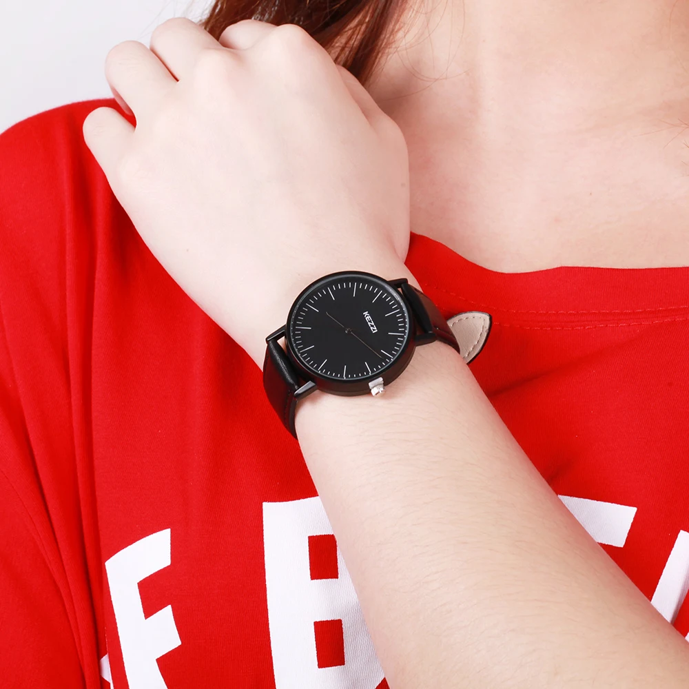 

Kezzi Brand Waterproof ladies Black watch For Women Simple Big Dial Quartz Watches Sports Wristwatch Female Student Casual