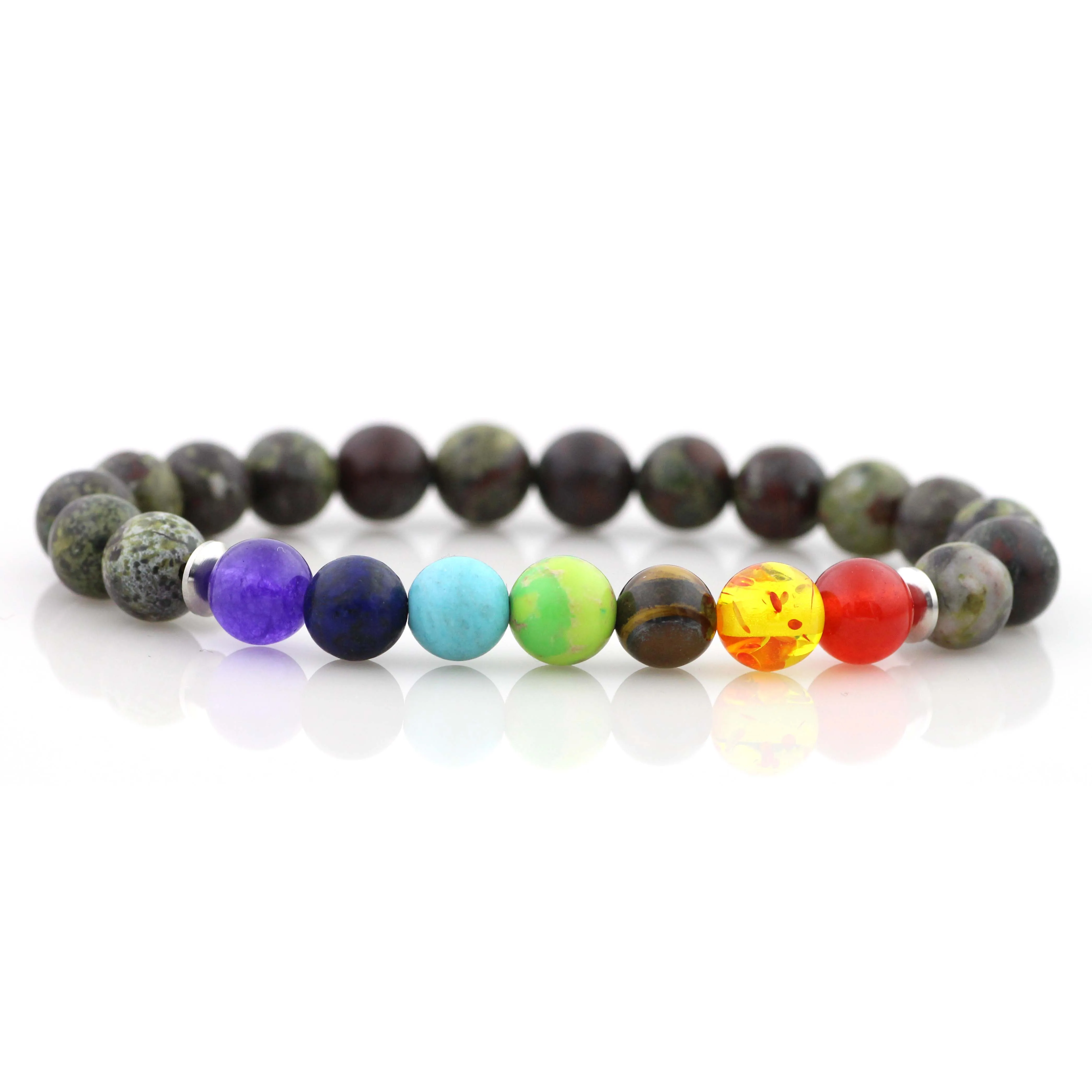 7 Чакр исцеляющий браслет из бисера нержавеющей стали натуральный лавовый камень