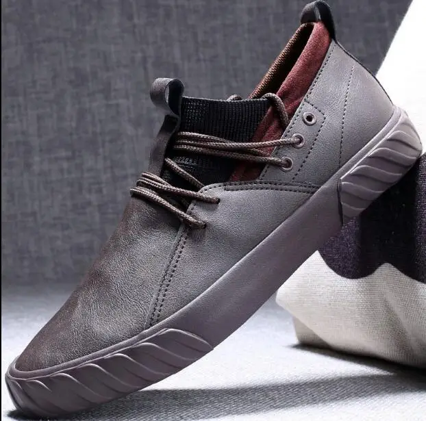 Коричневый autumn new fashion street cool men lace up leather casual shoes man trend shoes man loafers - Цвет: Коричневый