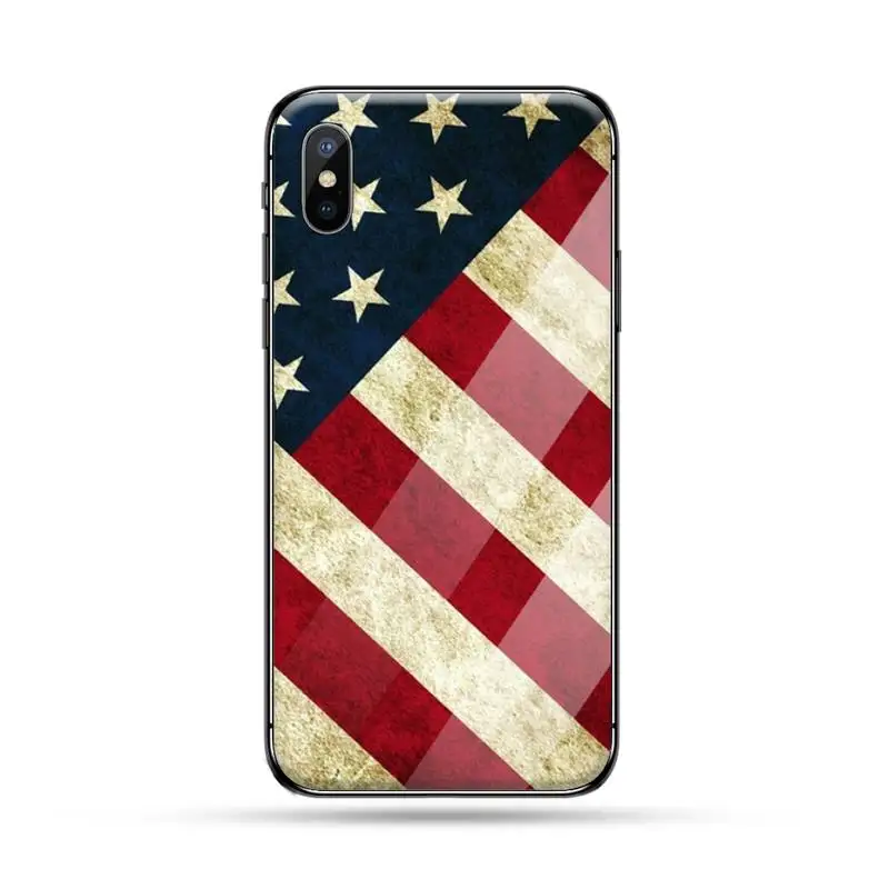 

American USA Flag Phone Case Tempered glass For iphone 6 6S 7 8 plus X XS XR 11 12 PRO MAX Mini