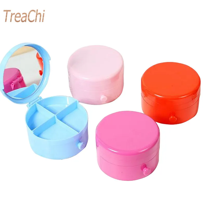 

Fashion Kids Double Deck Jewelry Box Plastic Storage Box Accessories Mini Cute Portable Storage Makeup Box