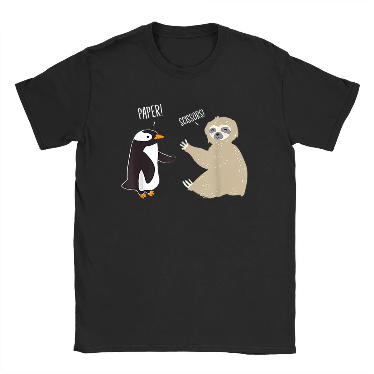 

Sloth and Penguin Rock Paper Scissors T Shirts Men Kawaii Clothes Girls Boys 90s Cotton Short Sleeve Harajuku Oversized T Shirt