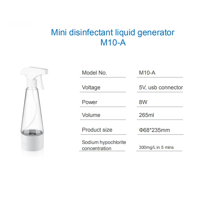 

Portable Disinfectant Making Machine Spray Bottle- Multipurpose Household Sodium Hypochlorite Generator Machine