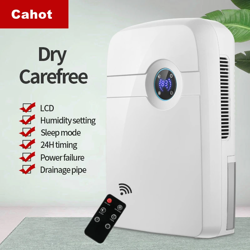 

CAHOT 2.5L LCD Dry Dehumidifier Semiconductor Portable Moisture Home Barthroom Absorber Cabinet Quiet Remote Air Dryer