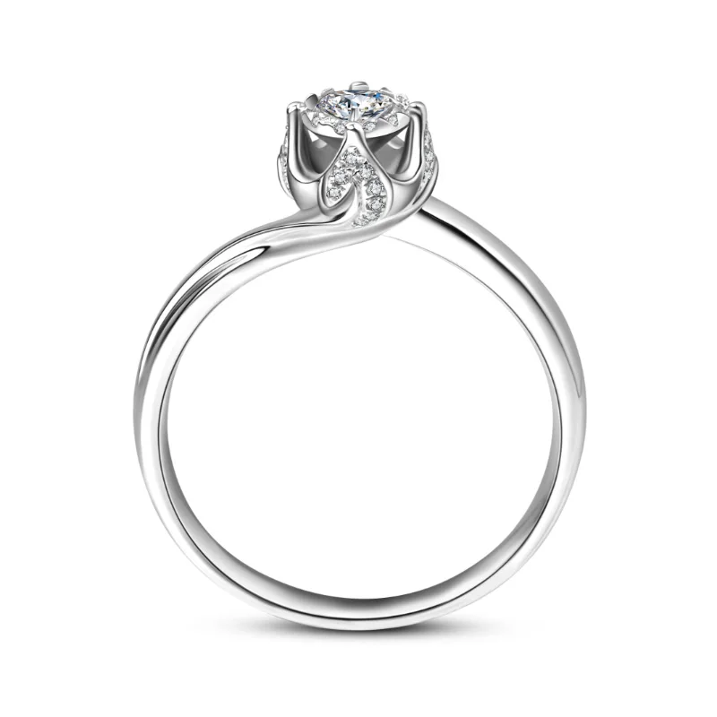 Кольцо из чистого золота кольцо цельного пробы с натуральным бриллиантом 2019 |