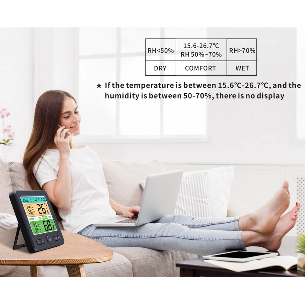 electronic clock can stand alarm clock thermometer indoor high precision digital color screen temperature and humidity meter free global shipping