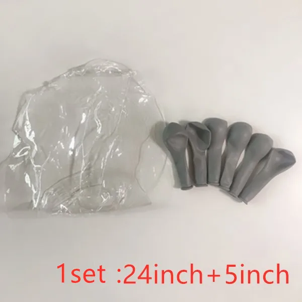 as picture 20pcs 5/10/12inch gray ink blue matte macaron 24 inch transparent BoBo balloon wedding decoration birthday party supplies - Цвет: as picture