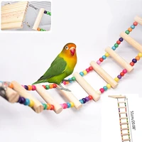 bird ladder toys wood parrot bird perch stand platform 8 ladders swing bridge pet training play flexible birds cage decoration
