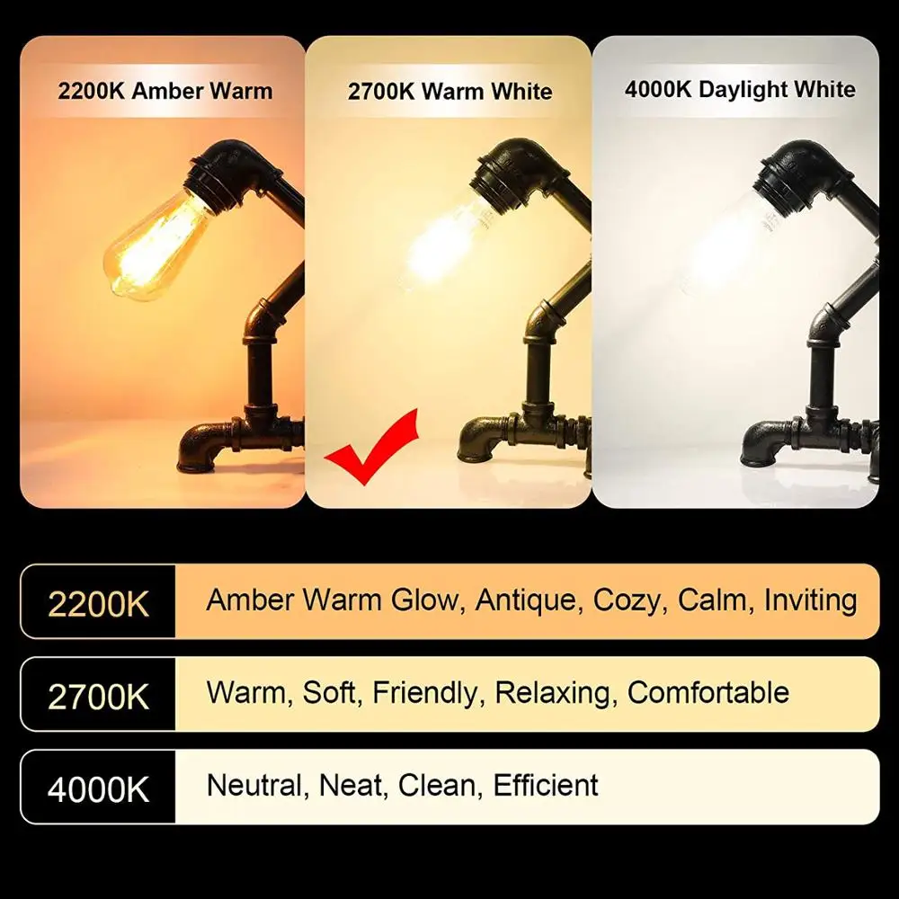 Винтажные светодиодные лампы Эдисона 6 Вт эквивалент 60 нерегулируемая яркость