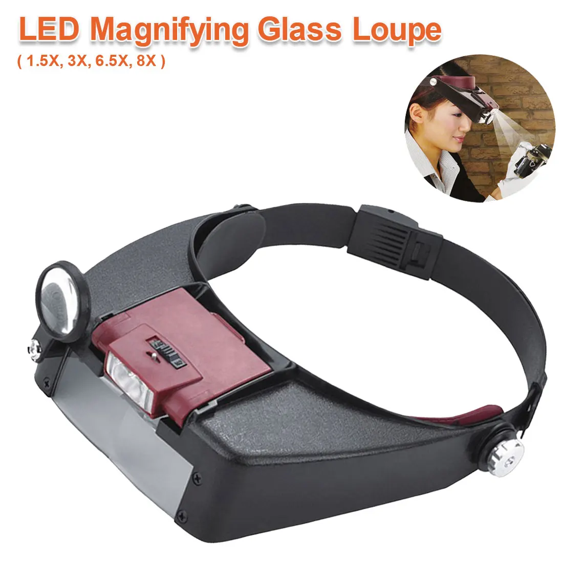 Регулируемое налобное крепление лампы очки лупа увеличительное линза для чтения