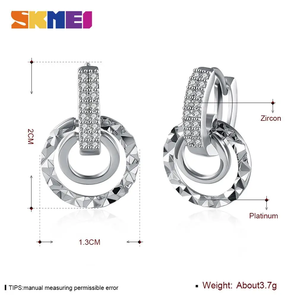 

1 Pair SKMEI LKN041 Elegant Earrings for Women Ladies Clip Earrings Fashion Round Romantic Girl Female Earrings Clips