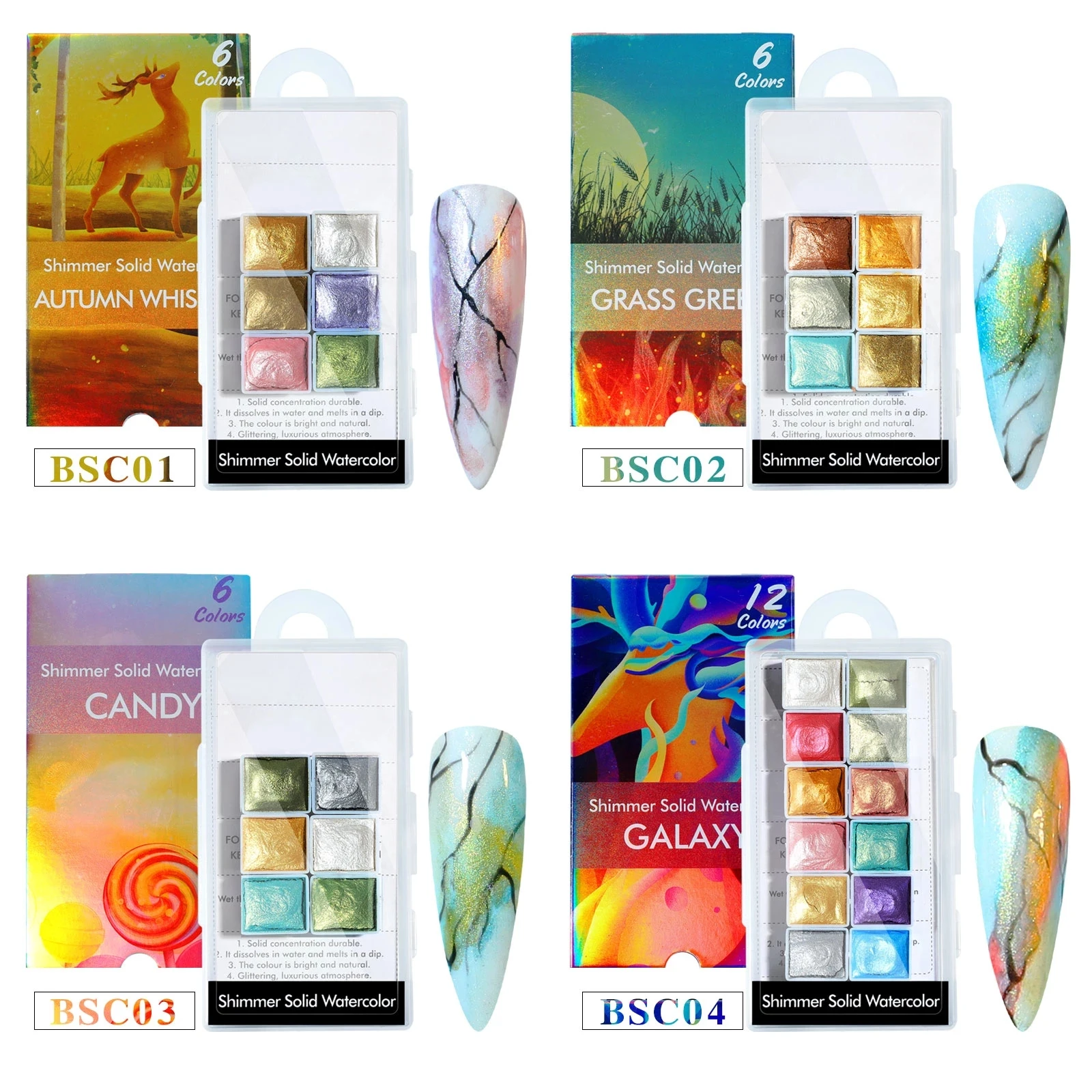 

6/12 Colors Pearl Shimmer Nail Art Pigment Painting Glitter Solid Paint Bronze Gold Gradient Watercolor Powder Nail Art