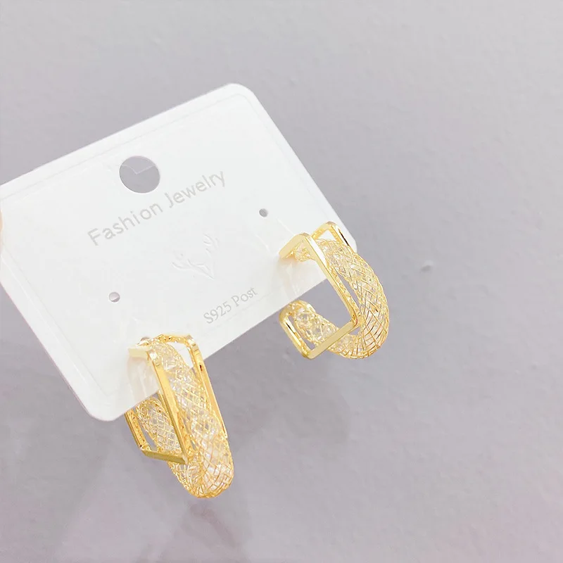 

Sterling Silvers Needle Korean Style Zircon Tassel Earrings for Women Exaggerated Glazed Surface Ear Stud Gift