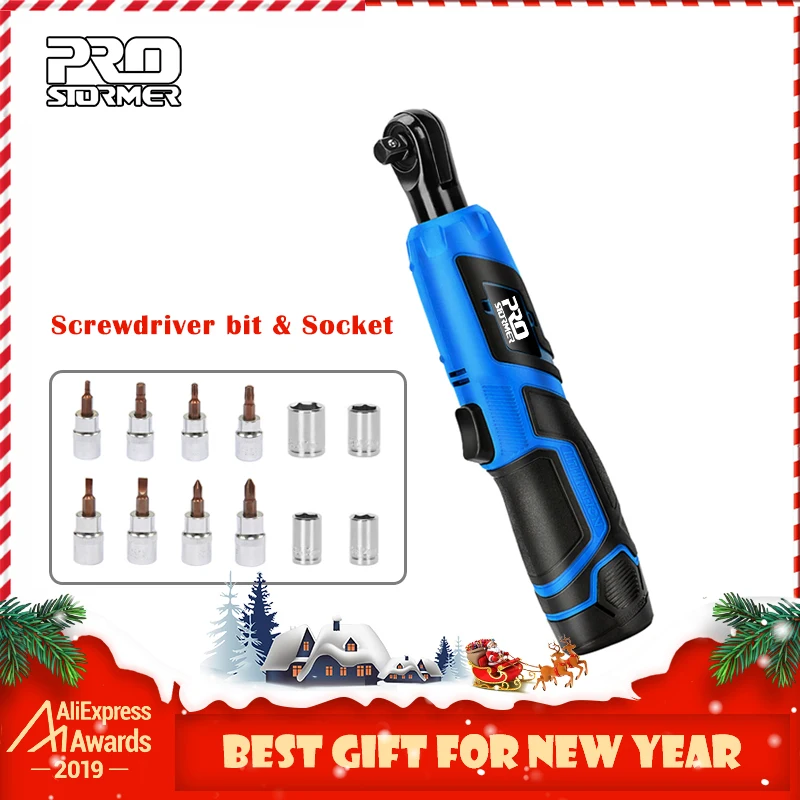 PROSTORMER 12V электрический ключ 3/8 Аккумуляторный Трещоточный ключ перезаряжаемый строительные леса 40 нм Реверсивный ключ с гнездовые инструменты
