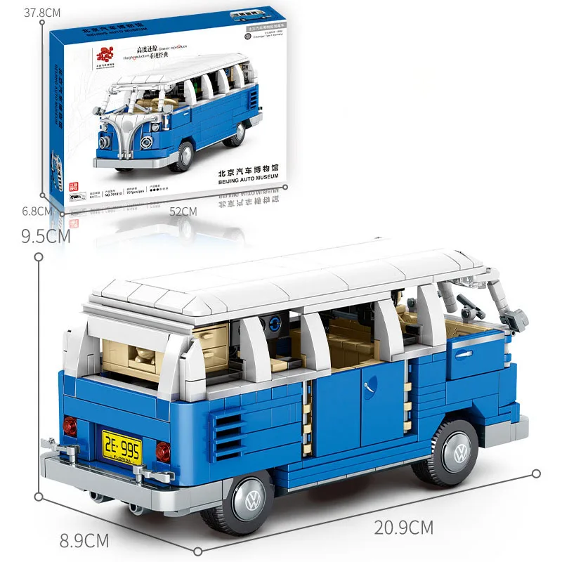 

Toy For Children Beetle Vintage Car Van Station Wagon Model Kits Assembled Boys Educational Building Blocks Bricks Kids Gift Y26