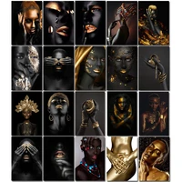 diy painting by numbers figure black gold african woman oil painting on canvas wall picture for living room modern handmade gift