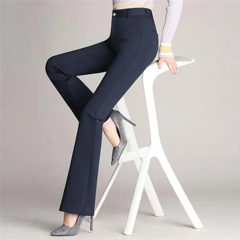 

Women's Pants Fashion Casual Loose Slim Flared Trousers High Waist Formal Trousers For Woman Skinny Solid Office Lady Wear