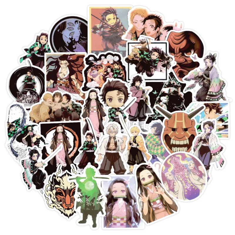 

WG96 Anime Demon Slayer Kimetsu No Yaiba Sticker Waterproof PVC Skateboard Luggage Motorcycle Guitar Kid Boy Vsco Sticker