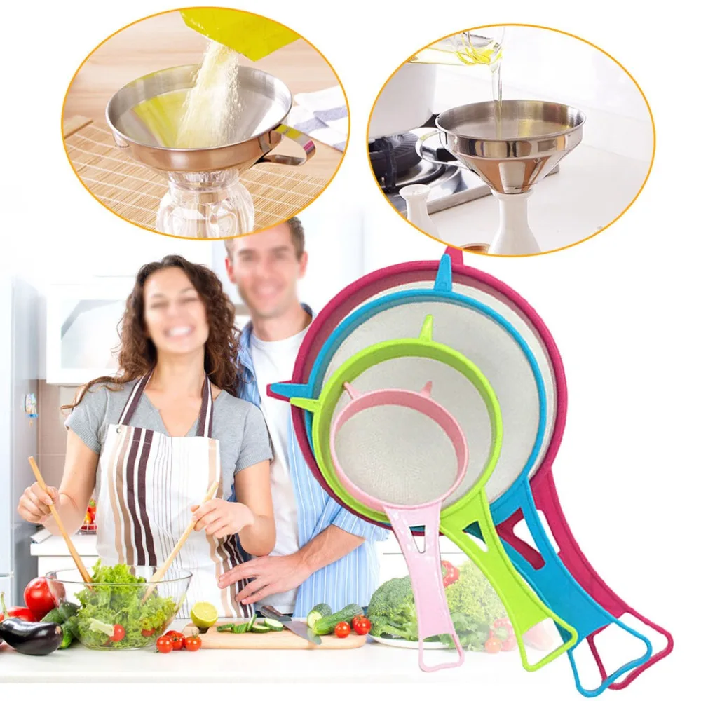 4 шт. мини-маленький пластиковый сетчатый Совок кухонное сито Кухонные гаджеты мука твердый жидкостный сепаратор Совок Кухонные аксессуары H10