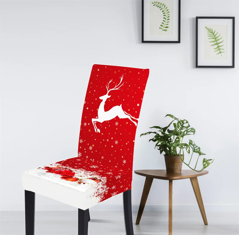 Dining Chair Cover Christmas Snowman Santa Claus Housse De Chaise Elastic Slipcover Seat Case 2021 New Year Decor | Дом и сад