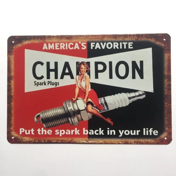 

Champion Spark Plugs Vintage Home Decor Retro Metal Tin Signs Service Wall Art Painting Poster Bar Cafe Pub Wall Plaque