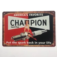 champion spark plugs vintage home decor retro metal tin signs service wall art painting poster bar cafe pub wall plaque