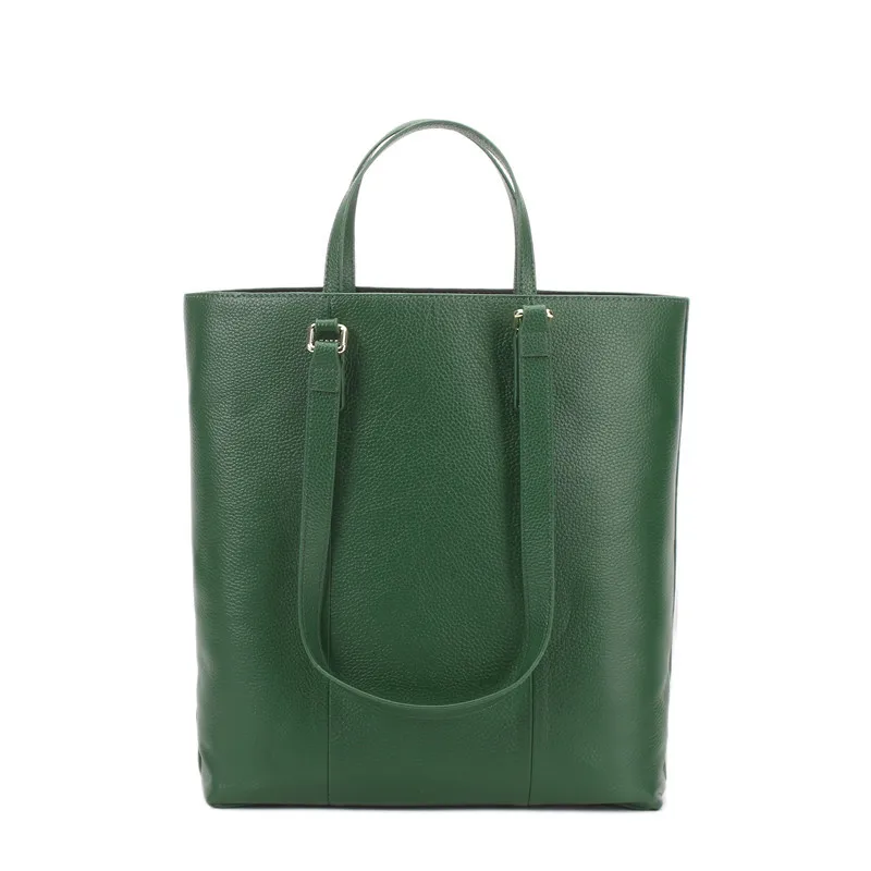 

On Sale Lichi Pattern Cowhide Leather Tote Bag Big Green Long Handle Women's Handbag High Quality Female Shoulder Bag Large