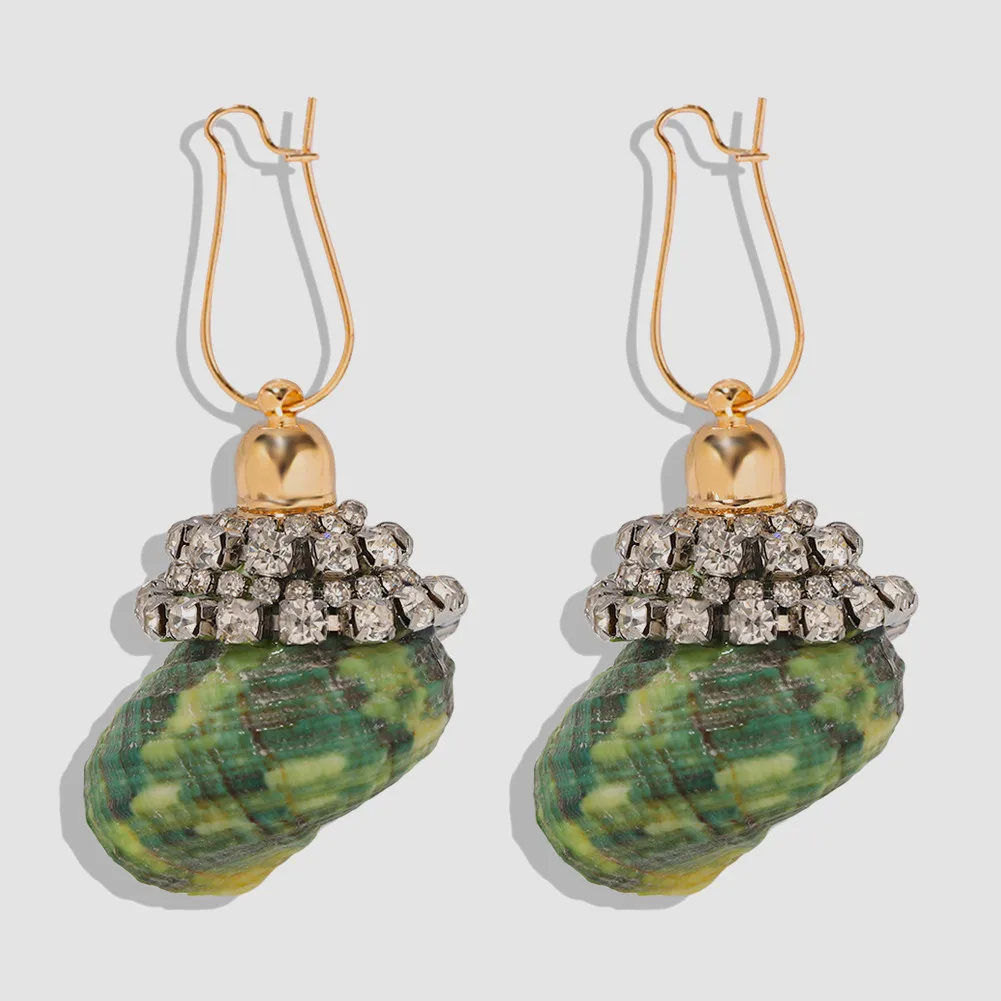 Женские серьги в форме ракушки Girlgo роскошные летние с кристаллами и