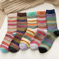 5pairslot warm wool witner socks women thick cotton socks retro colorful snow socks harajuku new year 2022 christmas gift