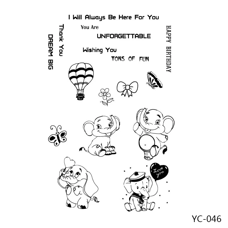 AZSG Cartoon Style Cute Elephant Clear Stamps/seals For DIY Scrapbooking/Card Making/Album Decorative Silicon Stamp Crafts | Дом и сад