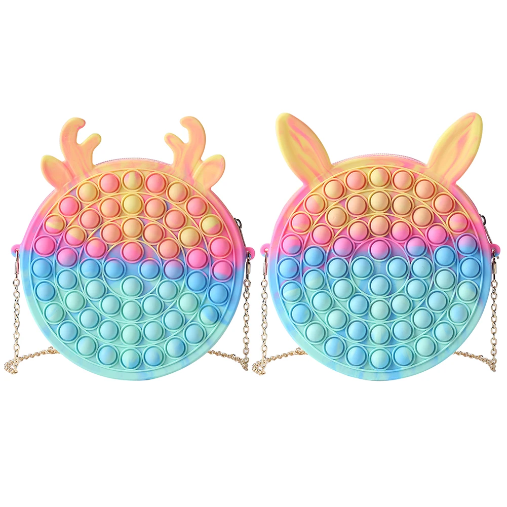 

Push Bubble Bag Rainbow Silicone Push Bubble Toys Fingertip Decompression Crafts Adults Children Sensory Decompression Toys