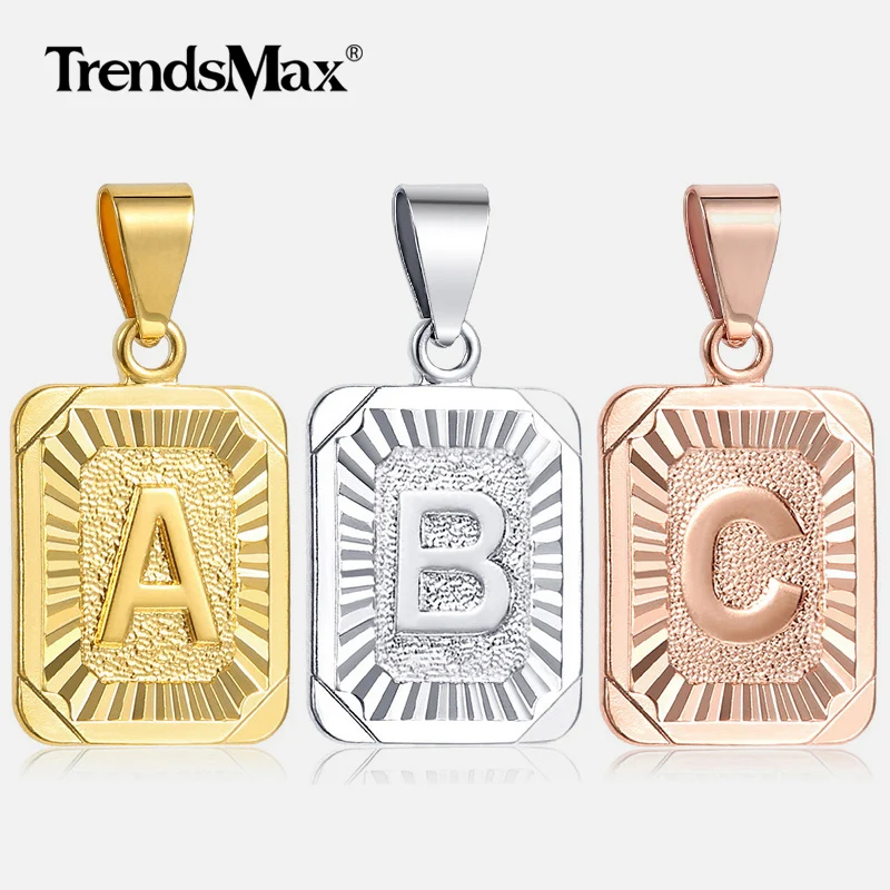 Trendsmax ожерелье с подвеской в виде начальной Буквы a b c золотистые и Серебристые Подвески с большой буквы ожерелье для женщин и девушек с алфавитом ювелирные изделия GPM05A