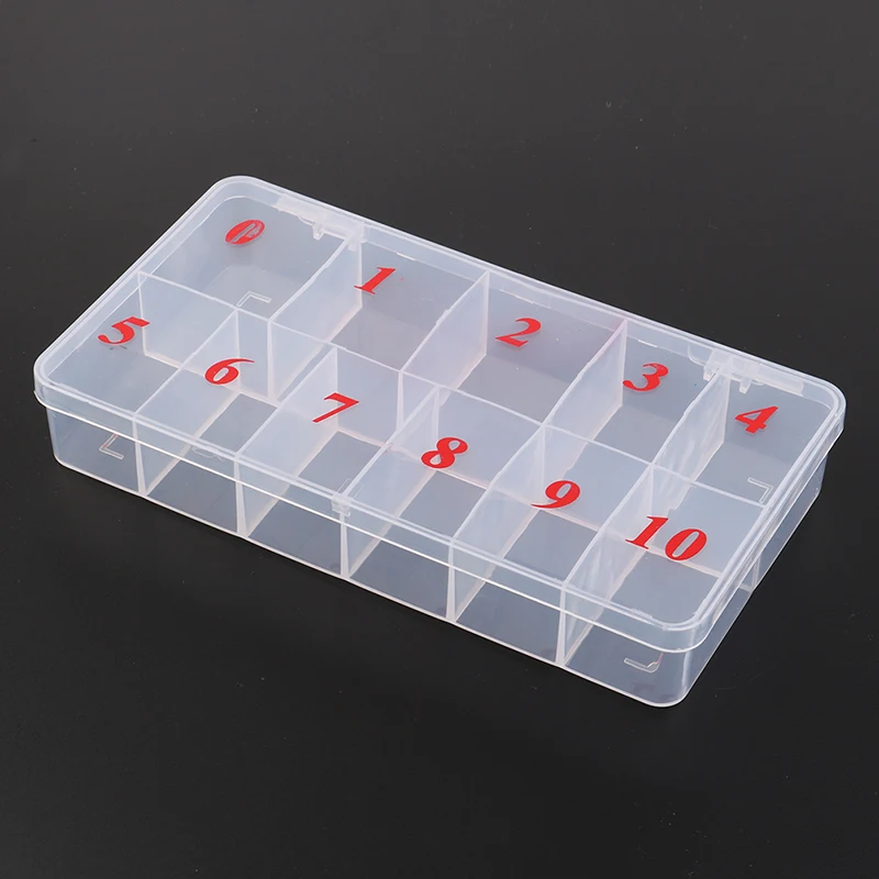 

10 Fake Nail Art Tips Case Manicure Nail Tool Art Tips Box Storage Case Natural Translucent Acrylic Plastic Cells False Nail