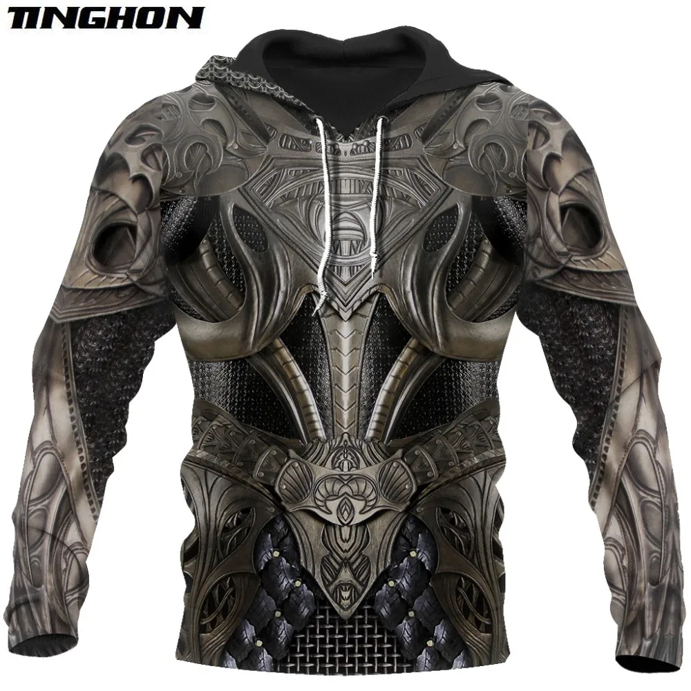 XS 7XL Новый 3D печатных кольчужные рыцарские доспехи для мужчин с капюшоном