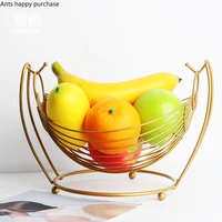 nordic golden metal fruit bowl features swingable fruit basket home use living room coffee table wrought iron fruit snack tray