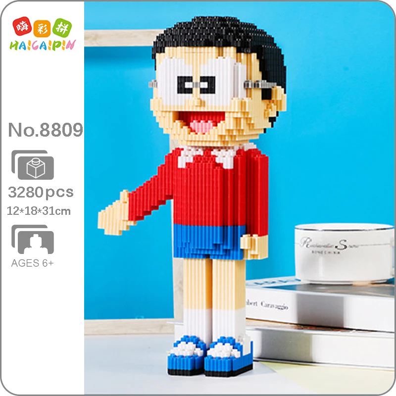 

HCP 8809 Аниме Doraemon Nobita Nobi модель школьного мальчика DIY 3D Мини Волшебные блоки кирпичи строительные игрушки для детей 19 см в высоту без коробки