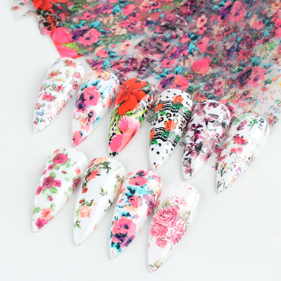 Переводные фольгированные наклейки для дизайна ногтей простые слайдеры с