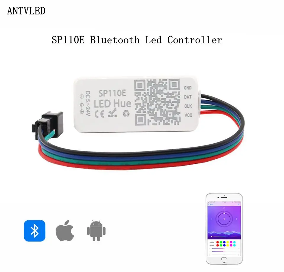 SP110E Bluetooth Pixel Controller For WS2811 WS2812B SK6812 RGB RGBW APA102 led strip，Phone APP Control RGB Pixel Light Control