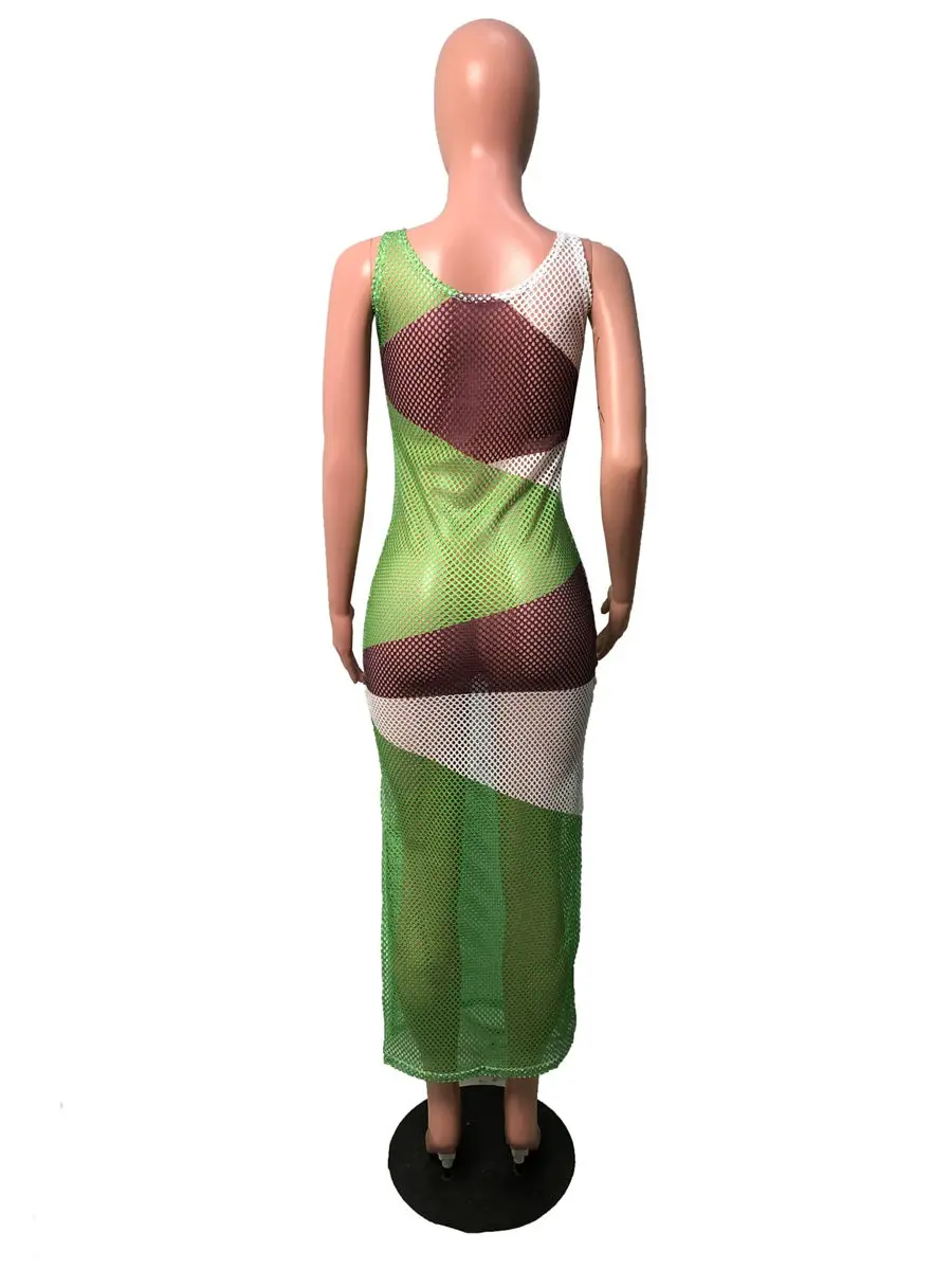 

women dress spaghetti strap knitted hollow out see though side split sexy beach midi maxi dress club party bodycon dresses G5108