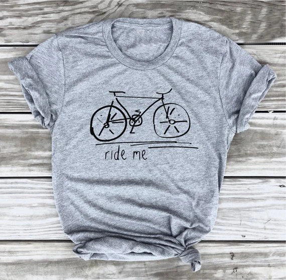 

Ride Me Shirt bicycle funny graphic women fashion casual slogan tees grunge tumblr cotton tops aesthetic popular shirts- K205