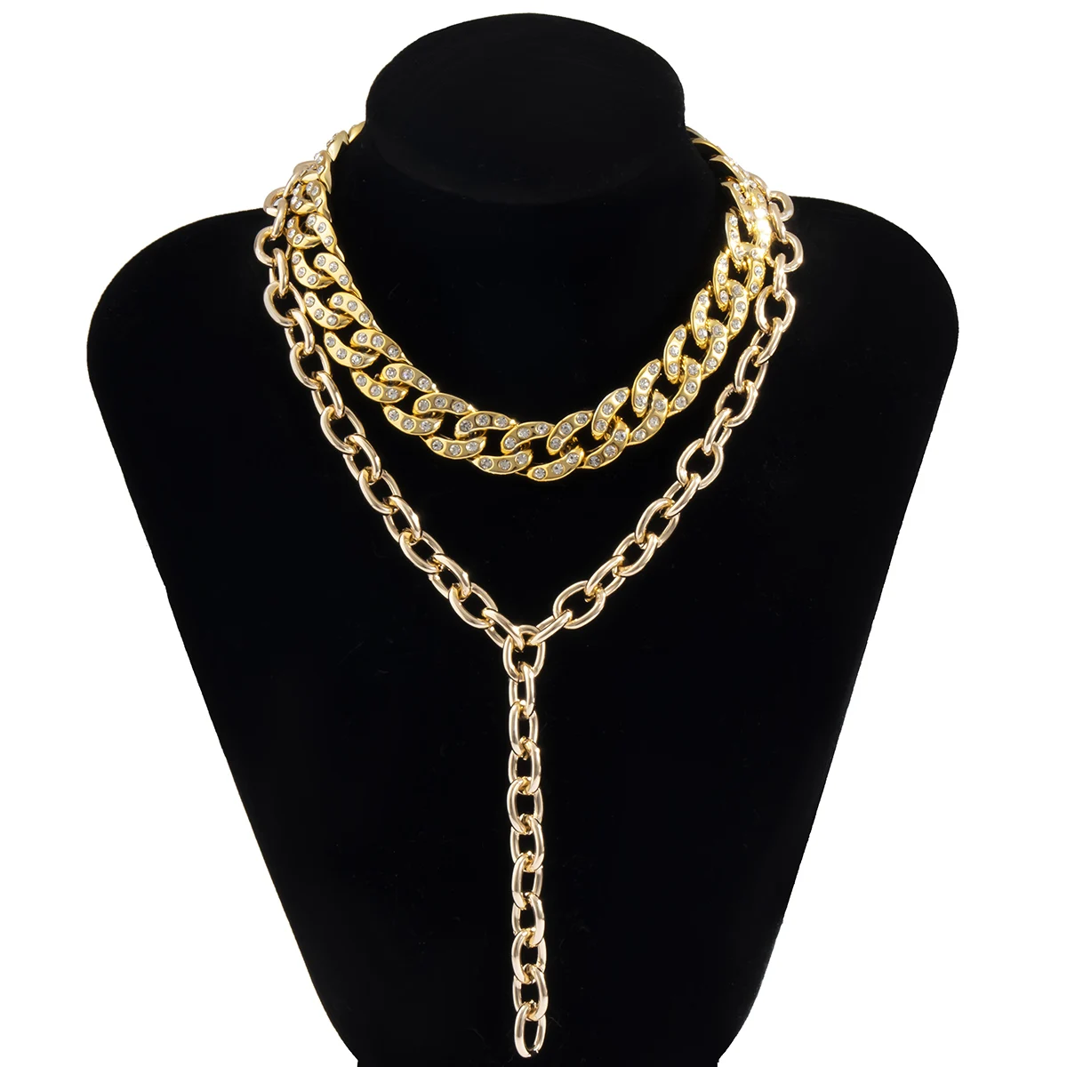 

KunJoe Multilayer Choker Chain Pendant Necklace for Women Gold Color Chunky Cuban Link Chain Necklaces Fashion Charm Jewelry